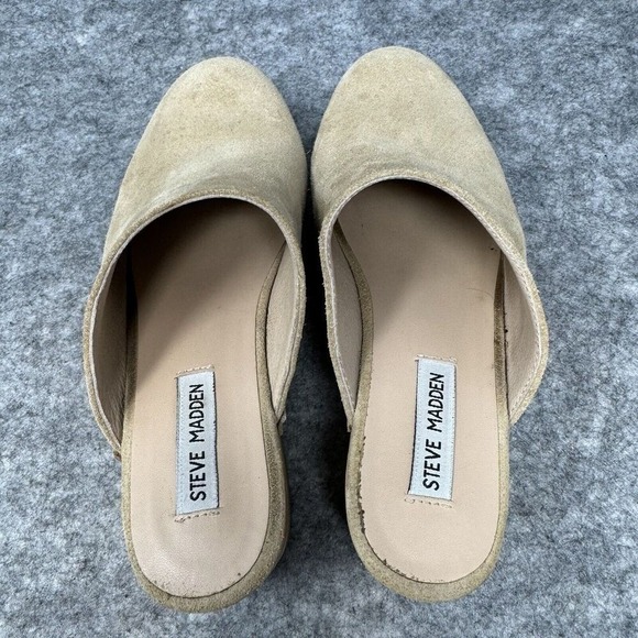 Y2K STEVE MADDEN Wood Platform Clogs Womens Shoes Size 7.5 Chunky Suede Hippie - Picture 7 of 14